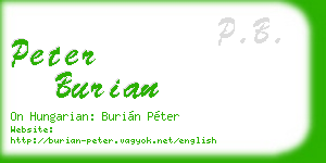 peter burian business card